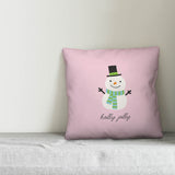 Holly Jolly Snowman 16"x16" Throw Pillow