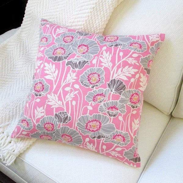Pristine Poppy Pink Or Midnight Blue 20" Indoor Throw Pillow, Pink