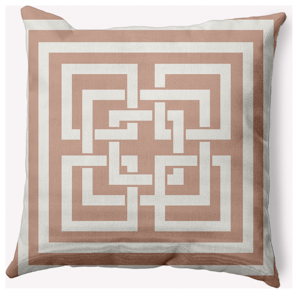 20x20" Greek New Key Nautical Decorative Indoor Pillow, Mauve