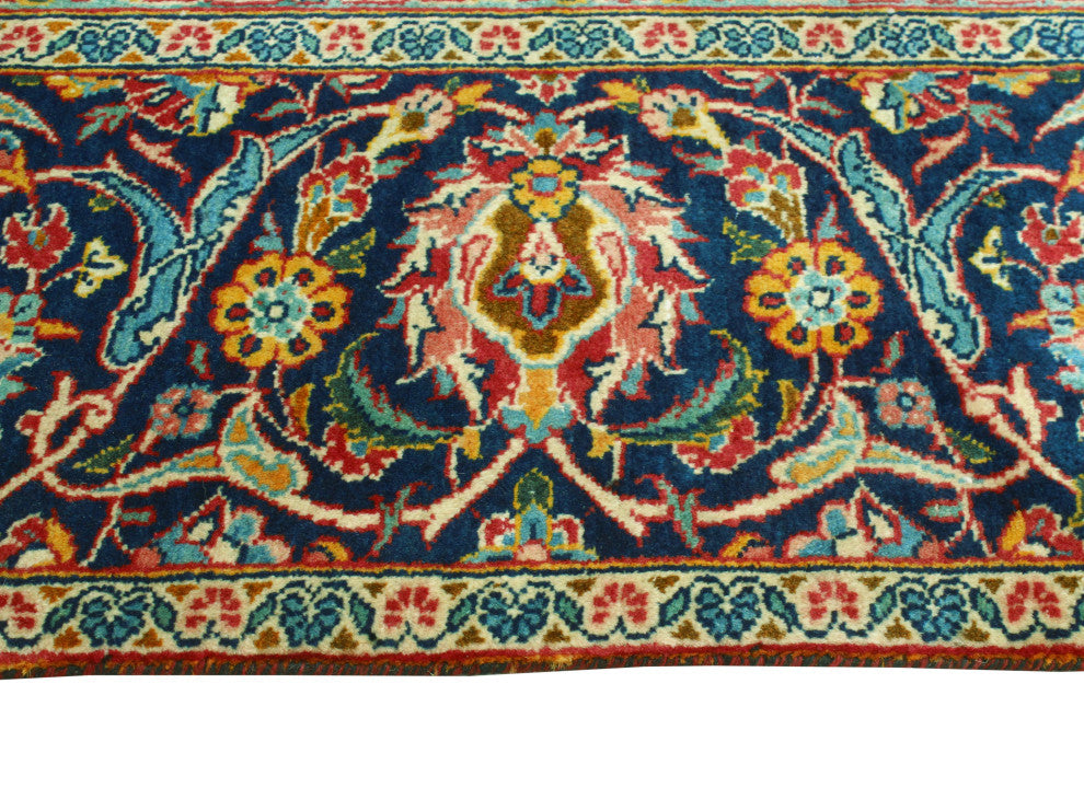 Fine Vintage Distressed Blyth Red/Navy Rug, 8'9 x 11'6