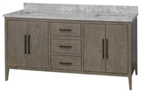 Parisian 72" Bathroom Vanity, Gray Oak, Carrara Marble
