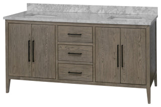 Parisian 72" Bathroom Vanity, Gray Oak, Carrara Marble