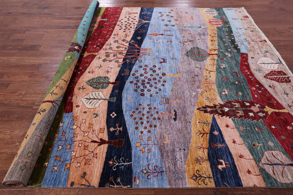 9' 0" X 11' 7" Hand Knotted Tribal Persian Gabbeh Wool Rug - Q12807
