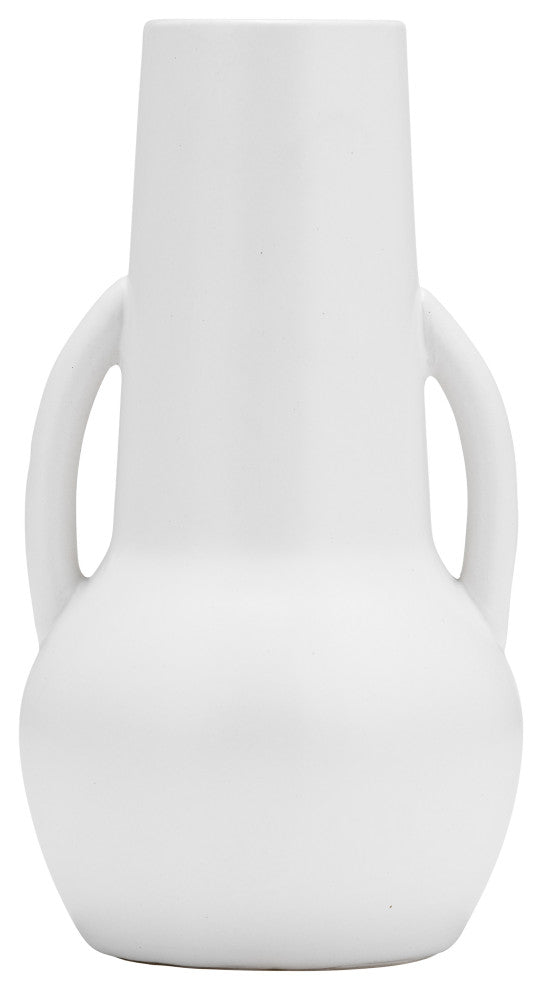 Ceramic 8", Vase, Handles, White