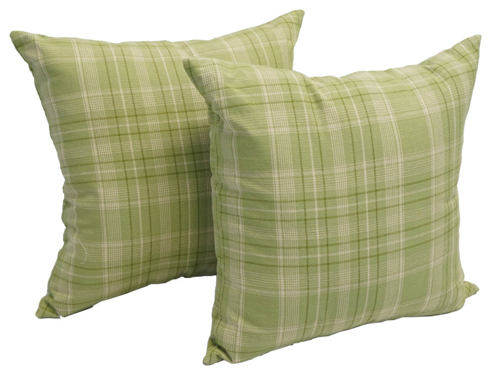 17" Jacquard Throw Pillows With Inserts, Set of 2, Shamrock Plad
