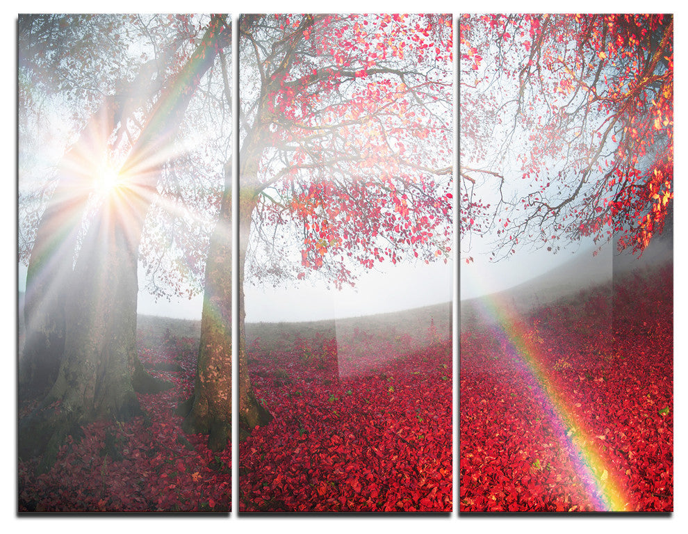 "Foggy Forest After Heavy Storm" Photo Metal Wall Art, 3 Panels, 36"x28"