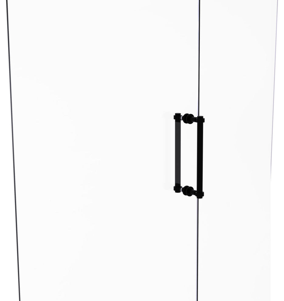 Contemporary 12" Grooved Accent Back to Back Shower Door Pull, Matte Black