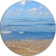 Expansive Tropical Blue Beach, Seashore Round Metal Wall Art, 11"