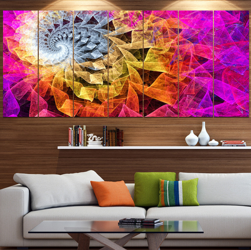 Colorful Spiral Kaleidoscope, Abstract Wall Art Canvas, 83"x32", 7 Panels