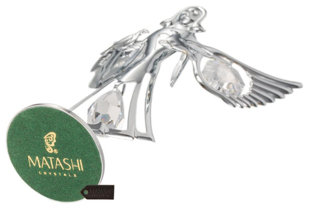 Matashi Chrome Plated Angel w/ Doves Figurine