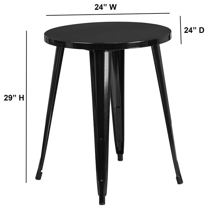 24" Round Black Metal Indoor-Outdoor Table