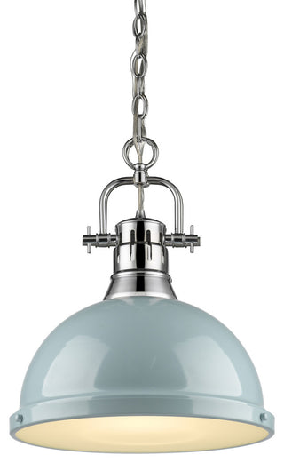 Golden Lighting 3602-L-CH Duncan 1 Light 14"W Pendant - Chrome / Seafoam