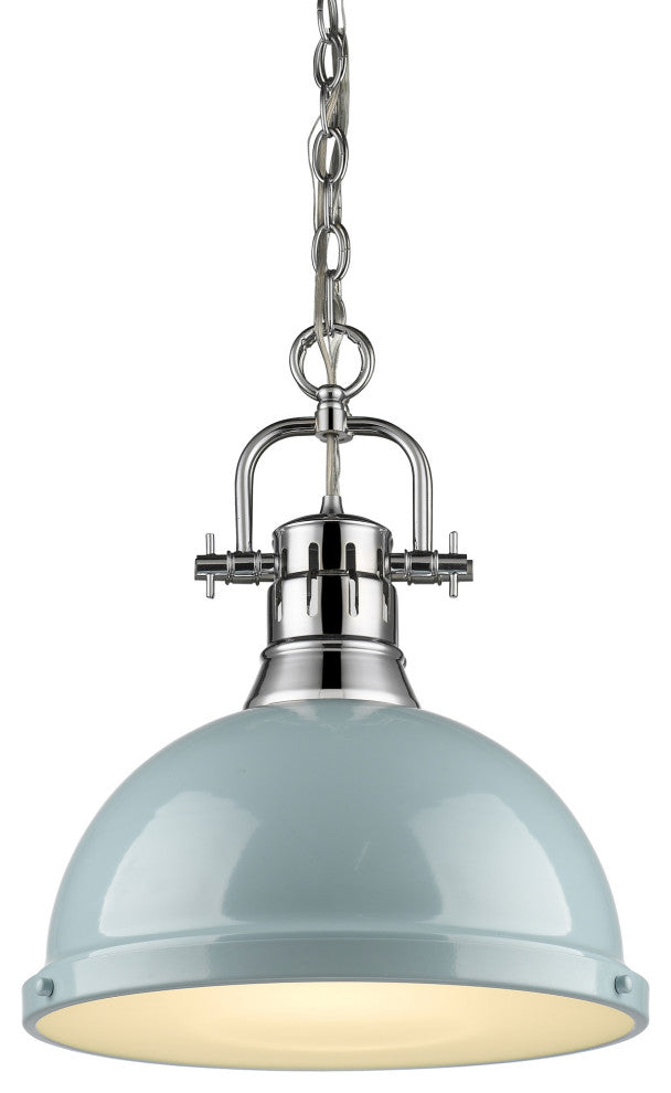 Golden Lighting 3602-L-CH Duncan 1 Light 14"W Pendant - Chrome / Seafoam