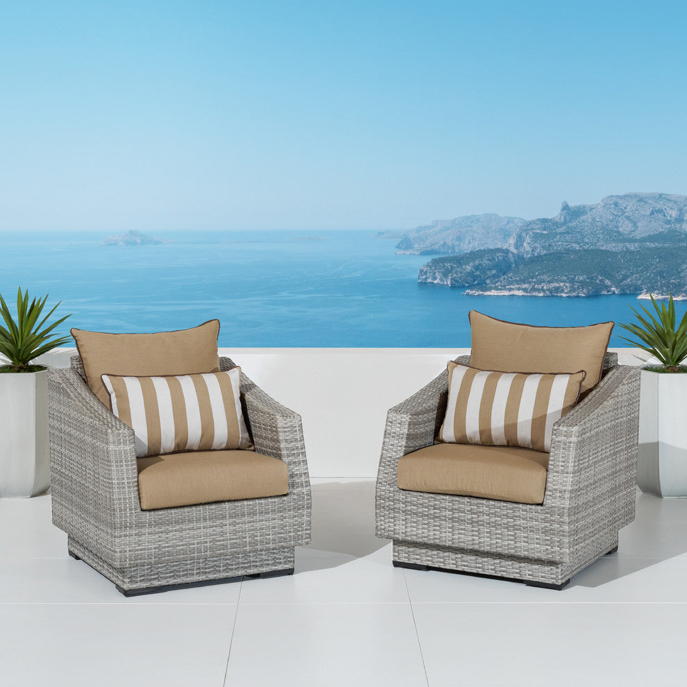 Cannes 2 Piece Aluminum Outdoor Patio Club Chairs, Beige