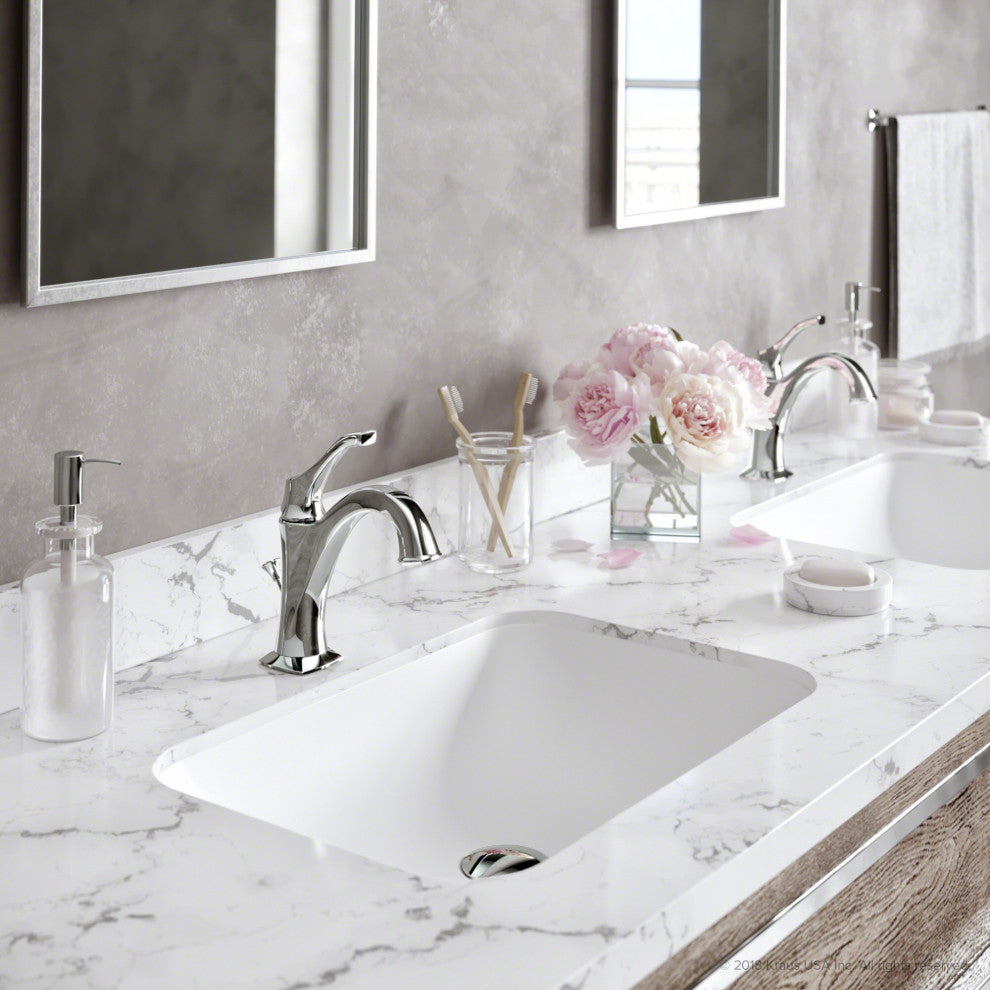 Kraus Arlo Single Handle Basin Faucet, Lift Rod Drain, Chrome, Set of 2