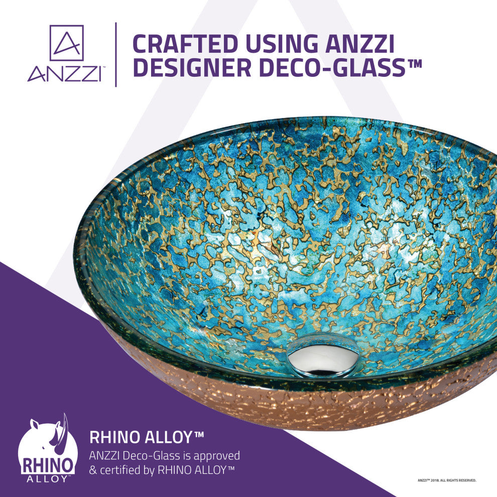ANZZI Makata Series Tempered Glass Bathroom Vessel Sink