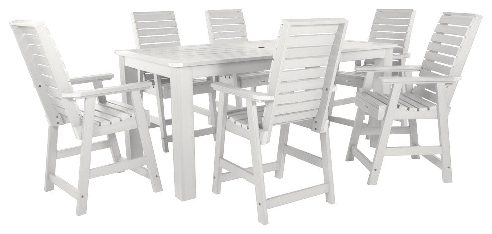 Weatherly 7-Piece Rectangle Counter-Height Dining Set, White