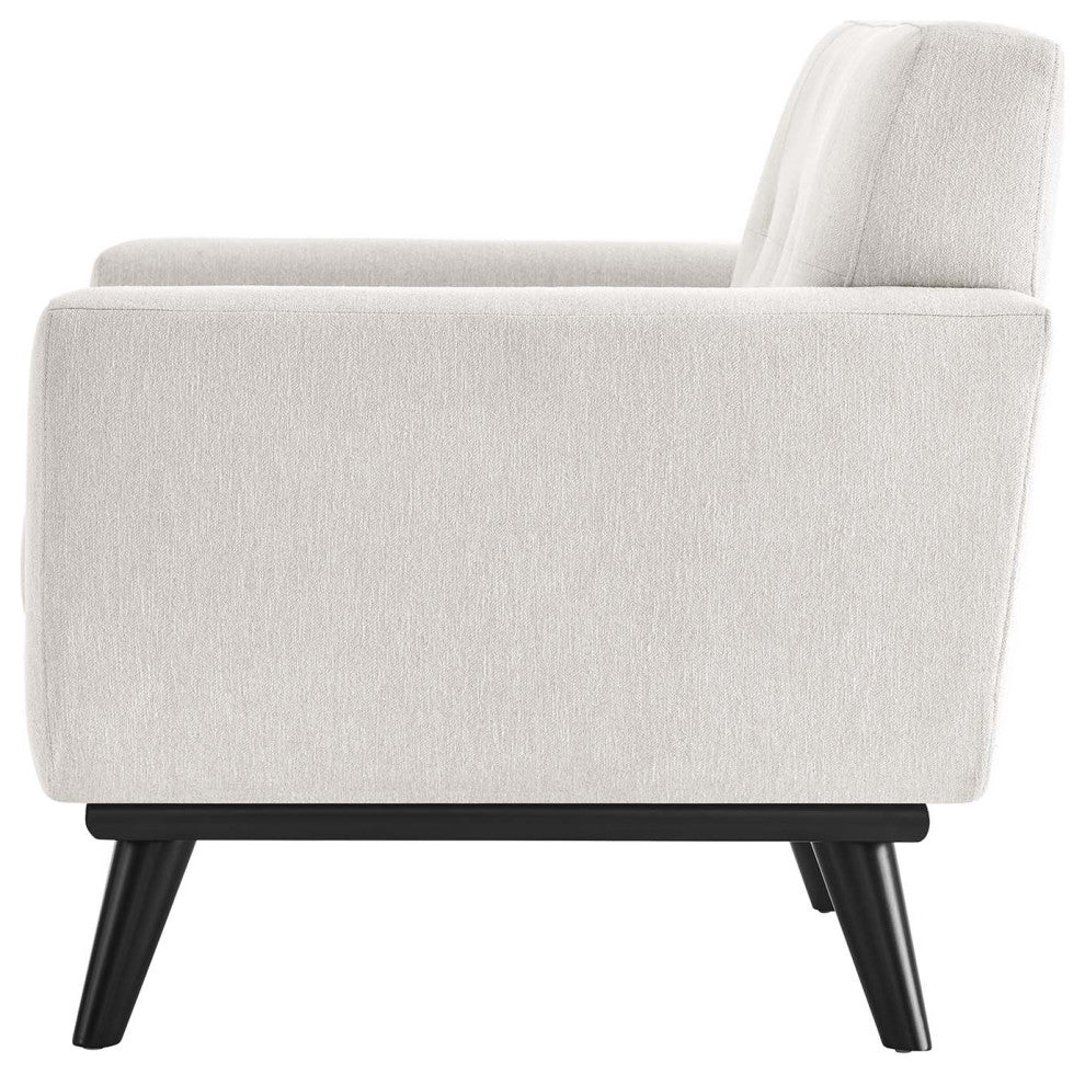 Armchair Accent Chair, Ivory White, Fabric, Modern, Mid Century Hotel Lounge
