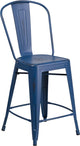 Brimmes 24" Metal Counter Stool, Antique Blue With Curved Vertical Slat