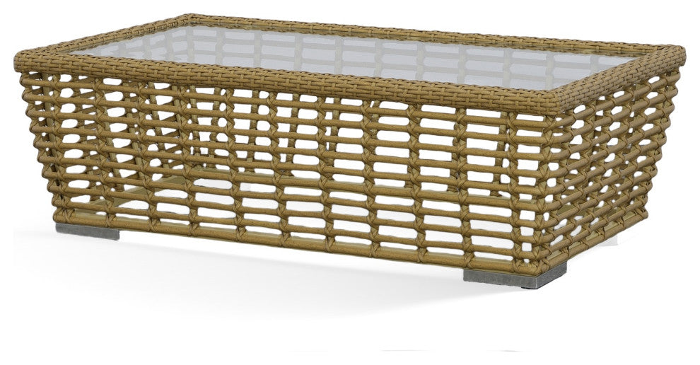 Renava Ko Tao Outdoor Glass, Wicker Coffee Table