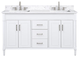 Avanity Bristol 60" Vanity Combo, White and Cala White Engineered Top