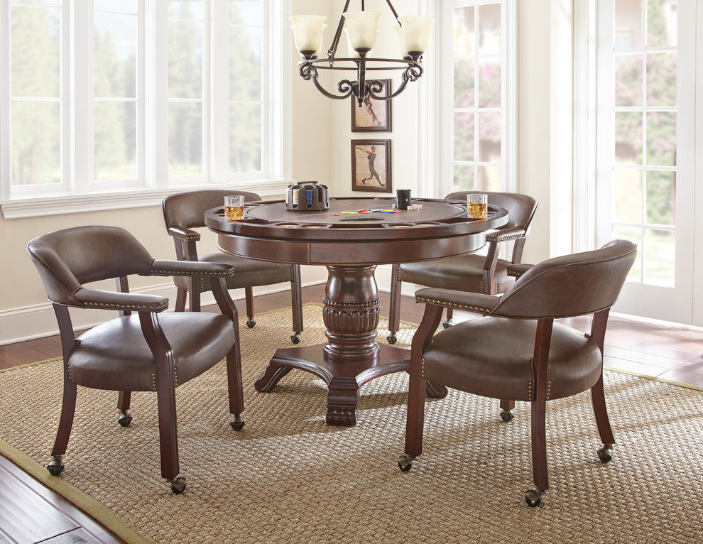 Tournament 5-Piece Dining/Game Table Set, Brown