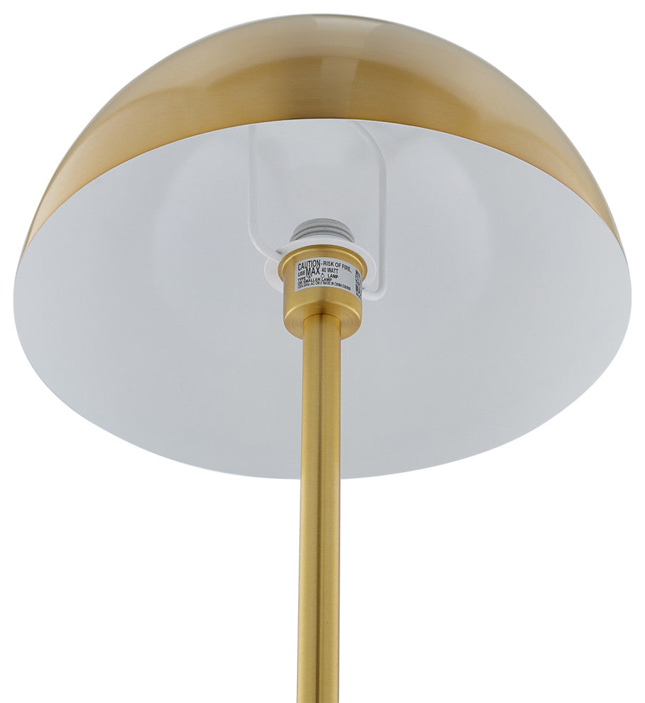 Inspired Home Kenadie Floor Lamp, Marble Stone Base, Brass/White