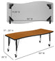 3 Mobile Piece 86" Oval Wave Activity Table Set - Standard Height Adj Legs, Oak