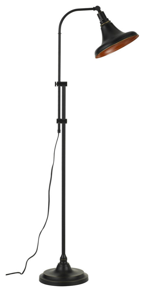 58" Bronze Adjustable Traditional Shaped Floor Lamp With Bronze Dome Shade