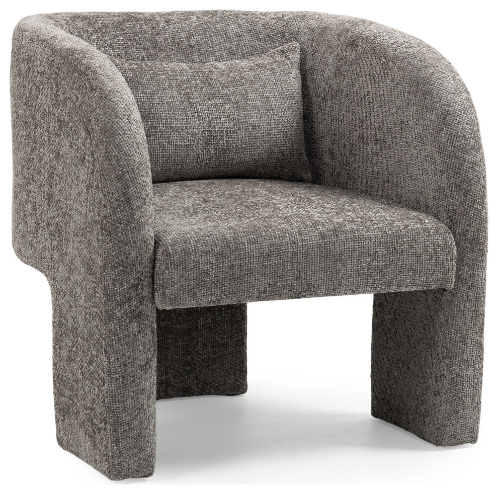 Sawyer Beige Weaved Polyester Fabric Accent Chair, Grey, Chenille Fabric