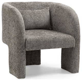Sawyer Beige Weaved Polyester Fabric Accent Chair, Grey, Chenille Fabric