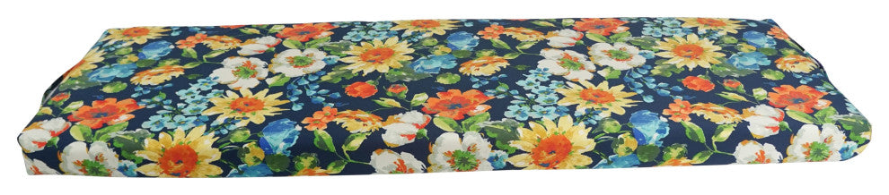 63"X19" Patterned Outdoor Spun Polyester Bench Cushion, Alfinia Fresco Caspian