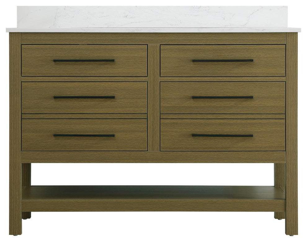 Home Living 48" Single Bathroom Vanity, Chestnut Brown With Backsplash