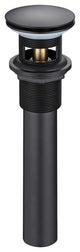 HEATGENE Bathroom Sink Drain, Pop Up Drain, Matt Black, With Overflow