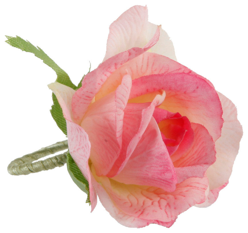 French Rose Napkin Rings, Pink, Set Of 6
