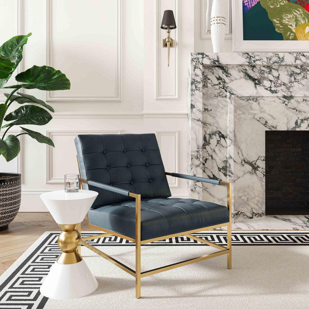 TOV Furniture Van Charcoal Vegan Leather Accent Chair