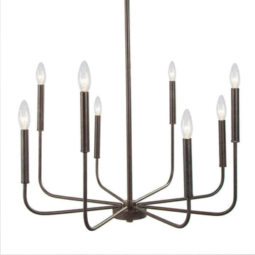 LNC 8-Light Antique/Vintage Finish Modern Candlestick Chaderlier 36"H, Black