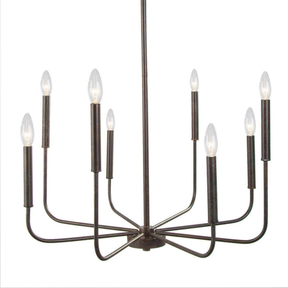 LNC 8-Light Antique/Vintage Finish Modern Candlestick Chaderlier 36"H, Black