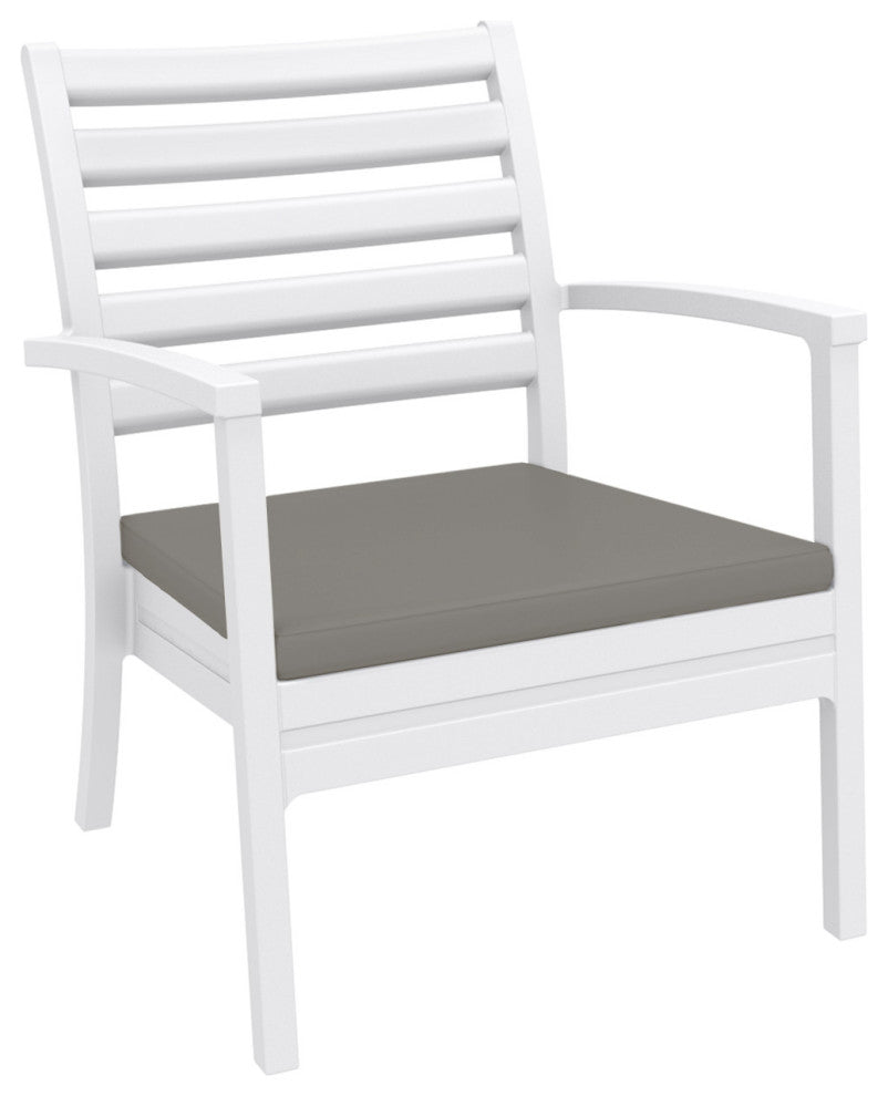 7-Piece Artemis XL Club Seating Set White With Acrylic Fabric Taupe Cushions