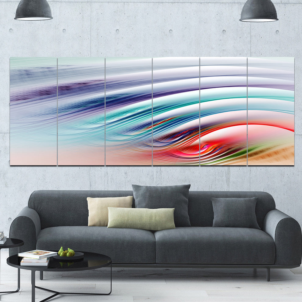 Water Ripples Rainbow Waves, Abstract Canvas Art Print, 70"x28", 6 Panels