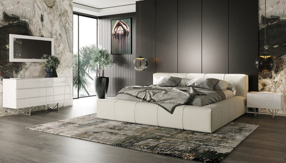 Modrest Lamont Modern Fabric Platform Bed, Queen