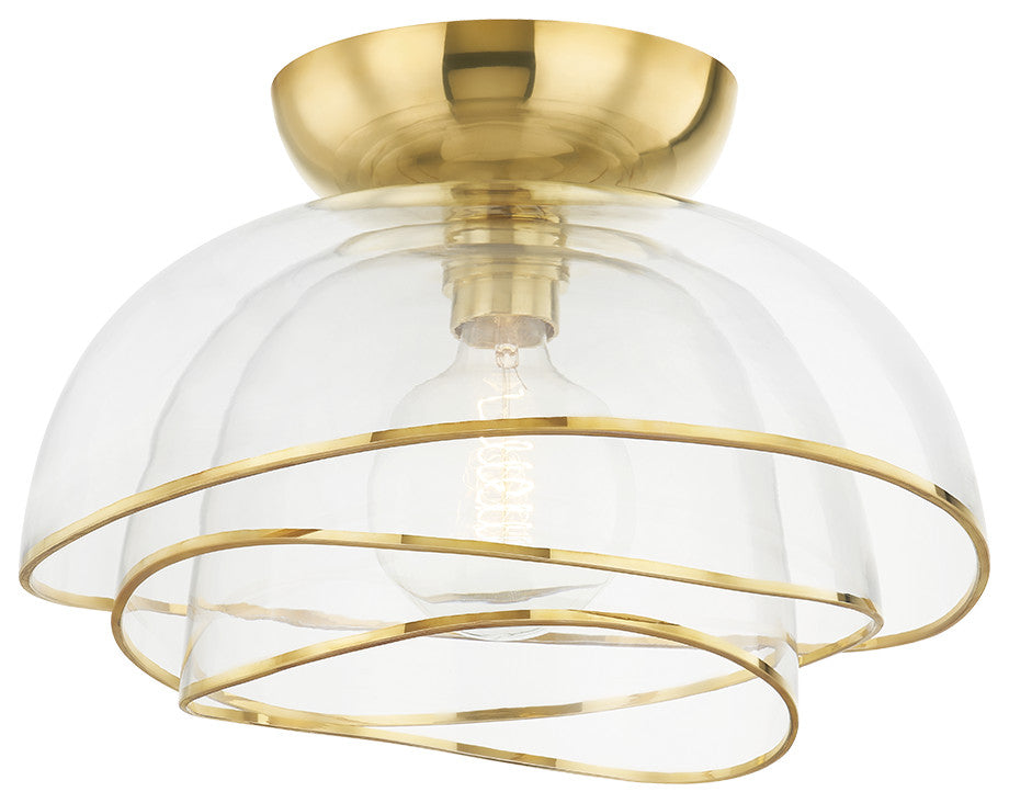 Esme 1 Light Flush Mount, Brass