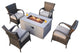 Patio Wood Coating Propane Fire Pit Table with Cushioned Chairs, Rectangle-1