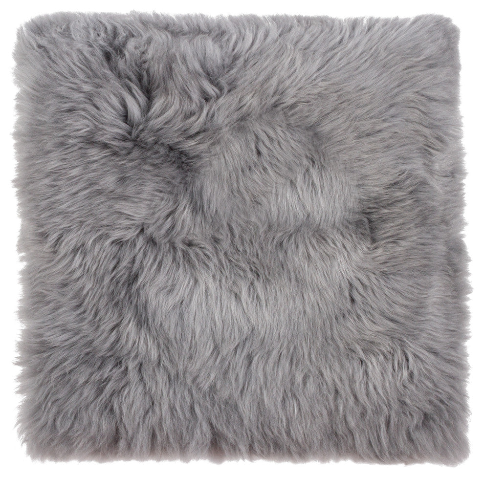 100% New Zealand Sheepskin Chair Seat Cover, 17"x17", Gray