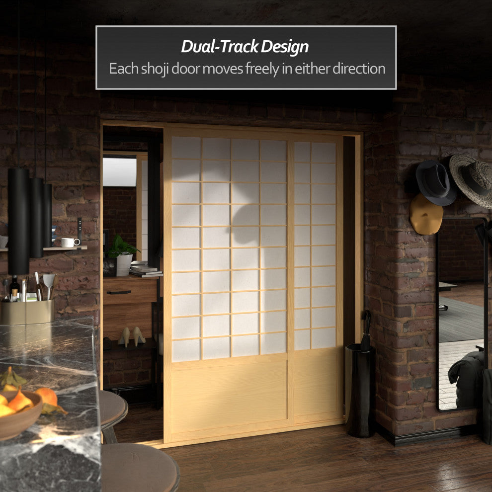 7' Tall Zen Shoji Sliding Door Kit, Natural