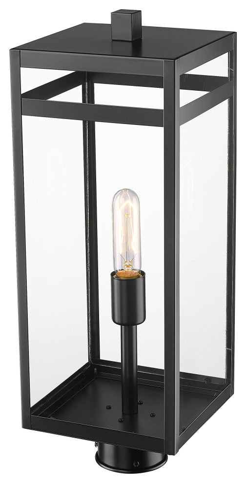 Z-LITE 596PHBR-BK 1 Light Outdoor Post Mount Fixture, Black