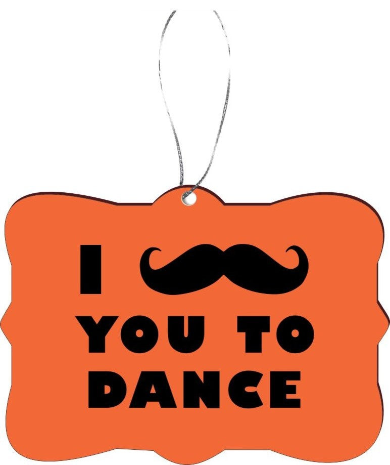 I Mustache You To Dance Orange Design Rectangle Christmas Tree Ornament