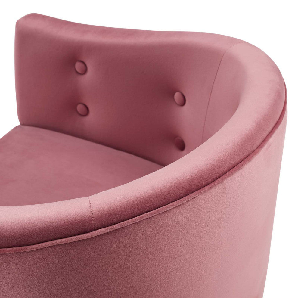 Tufted Counter Stool Chair, Velvet, Metal, Pink, Bar Pub Cafe Bistro Restaurant