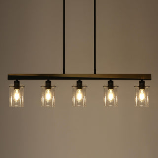 LNC Modern Contemporary 5-Light Black Gold Linear Kitchen Island Light