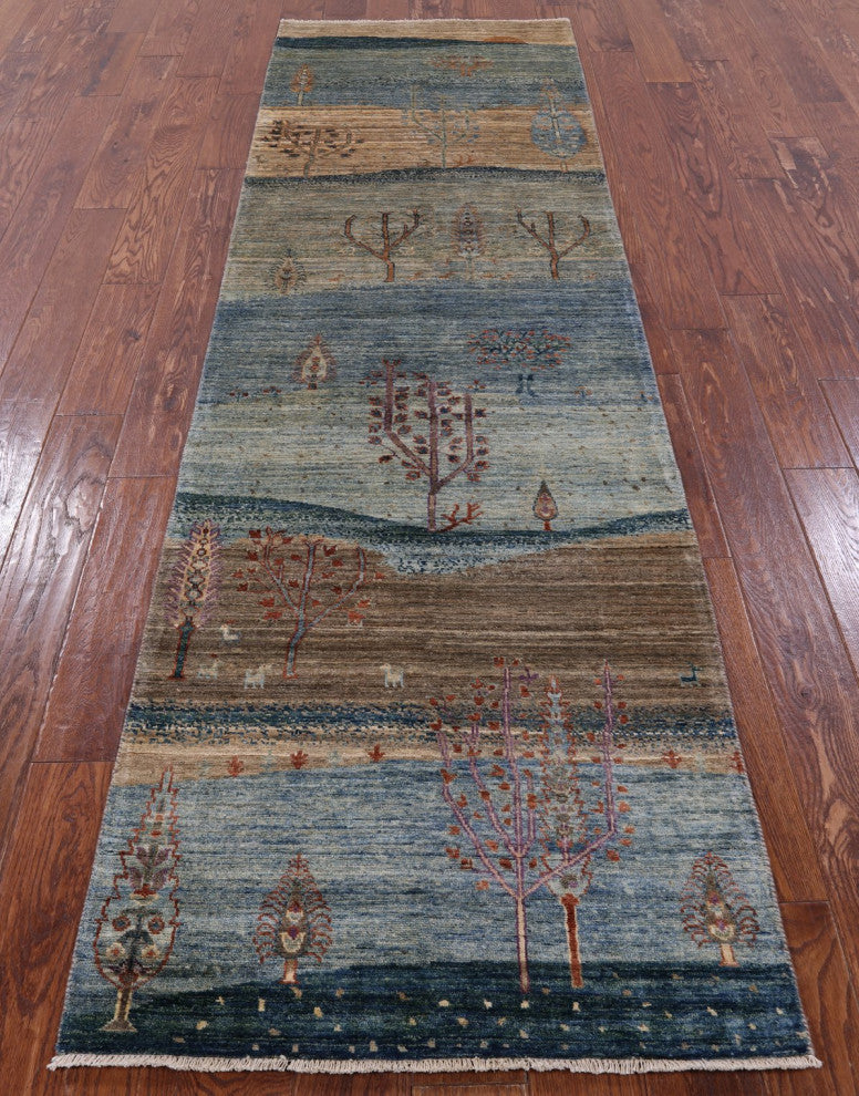 2' 9" X 9' 8" Persian Gabbeh Tribal Wool Runner Rug Q8112